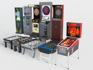 桌面足球和带箭靶的电动游戏机游乐设施设备3d模型 桌面足球和带箭靶的电动游戏机游乐设施设备
