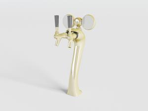 现代铜制双头水龙头3d模型 现代铜制双头水龙头