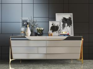 新中式轻奢带抽屉的玄关柜边柜、饰品摆件