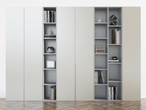 现代新中式灰白色装饰置物柜