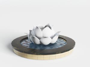 中式莲花造型的喷泉水池