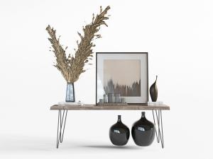 新中式原木端景台、装饰品摆件3d模型 新中式原木端景台、装饰品摆件