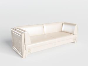 中式白色皮革多人沙发3d模型 中式白色皮革多人沙发