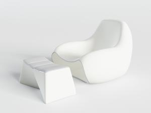 后现代白色单人沙发脚踏