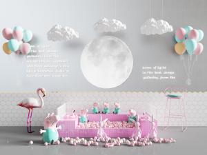 现代火烈鸟佩奇海洋球池儿童娱乐设施3d模型 现代火烈鸟佩奇海洋球池儿童娱乐设施