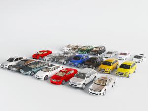 停车场里停放的多排汽车3d模型 停车场里停放的多排汽车