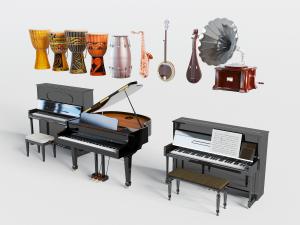 非洲鼓、钢琴和琵琶乐器器材