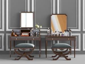 欧式实木梳妆化妆台沙发凳