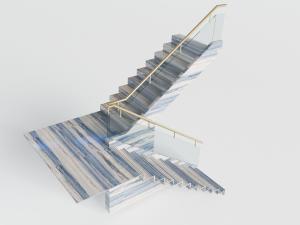 现代玻璃栏杆的楼梯3d模型 现代玻璃栏杆的楼梯