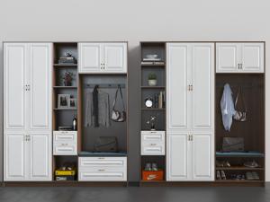 北欧白色柜门的玄关鞋柜