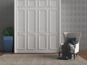 美式百色百叶柜门的衣柜、休闲椅子3d模型 美式百色百叶柜门的衣柜、休闲椅子