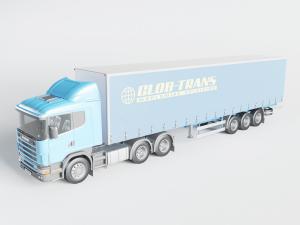 蓝色带货箱的卡车3d模型 蓝色带货箱的卡车