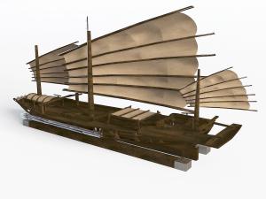 中式古代实木战船帆船