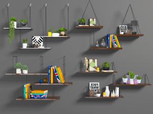 现代实木隔板装饰置物架