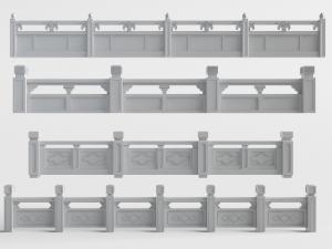 中式石桥雕花栏杆护栏3d模型 中式石桥雕花栏杆护栏