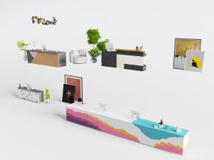 现代前台接待台、饰品摆件