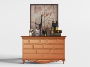 美式实木色玄关柜边柜