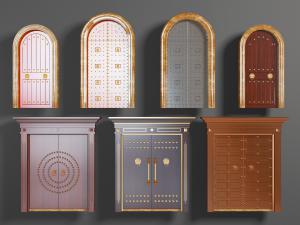 新中式拱形大门、狮子拉手