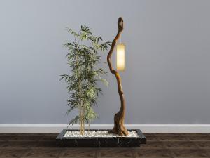 新中式树杈灯、竹子景观小品