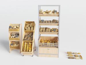 面包食品食物、售卖货架