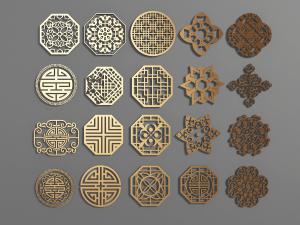 新中式装饰图案、墙饰挂件