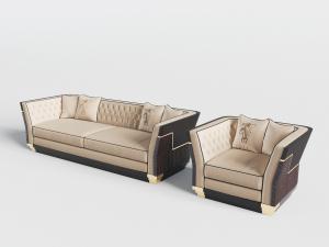 欧式新古典双人、单人沙发3d模型 欧式新古典双人、单人沙发