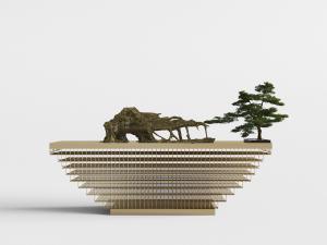 新中式铁艺端景台3d模型 新中式铁艺端景台