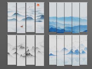 新中式升降帘卷帘3d模型 新中式升降帘卷帘
