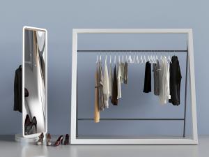 现代穿衣镜、挂晾衣服架、衣撑3d模型 现代穿衣镜、挂晾衣服架、衣撑