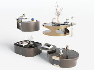 新中式圆形茶几3d模型 新中式圆形茶几