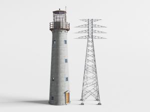 塔楼、电网铁塔、电线杆