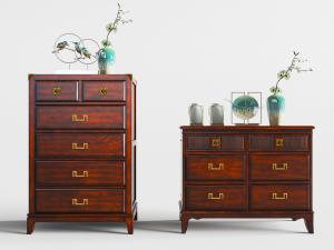 新中式玄关柜边柜、斗柜