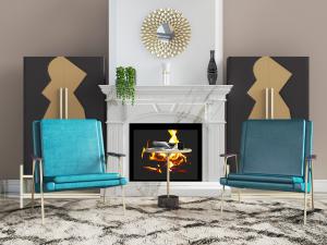 北欧轻奢壁炉单人沙发椅子