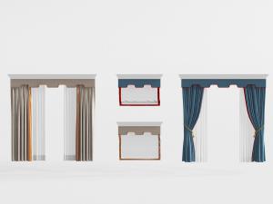 新中式窗帘窗纱卷帘3d模型 新中式窗帘窗纱卷帘