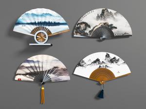 中式古典墙饰挂件扇子