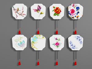 中式古典扇子墙饰挂件