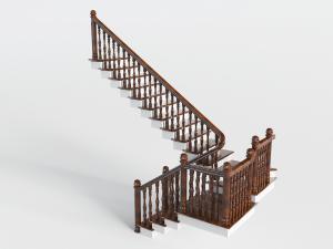 欧式古典转角、直角楼梯3d模型 欧式古典转角、直角楼梯