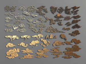 新中式古典云浮雕墙饰挂件