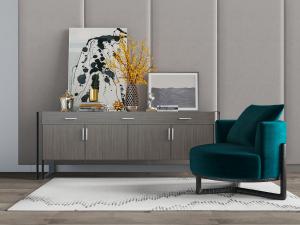 后现代电视柜边柜、单人沙发