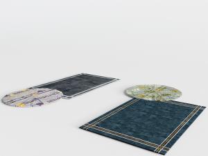 新中式长方形地毯3d模型 新中式长方形地毯
