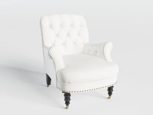 新古典白色单人沙发3d模型 新古典白色单人沙发