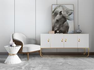 现代轻奢玄关柜边柜单人沙发