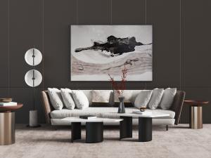 新中式多人沙发茶几边几组合