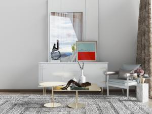 后现代边柜茶几单人沙发椅3d模型 后现代边柜茶几单人沙发椅