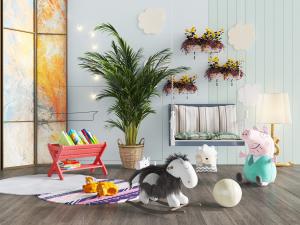 北欧儿童卡座、木马玩具3d模型 北欧儿童卡座、木马玩具