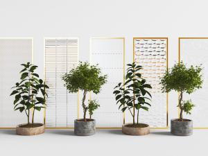 现代水泥花盆盆栽植物