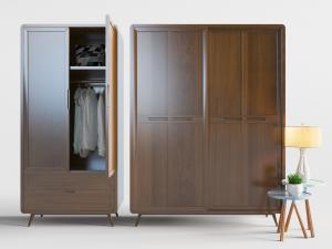 北欧实木双开门四开门衣柜3d模型 北欧实木双开门四开门衣柜