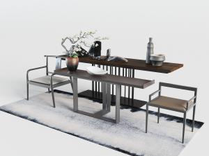 中式实木端景台休闲椅子3d模型 中式实木端景台休闲椅子