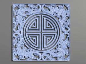 中式四角有蝙蝠的雕花构件