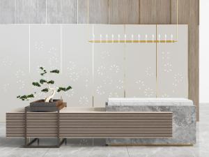 新中式前台接待台盆景